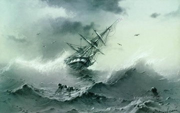 風景 Painting - イワン・アイヴァゾフスキーの難破船「海の波」